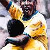 Remembering Pelé 18” x 36”, acrylic on canvas
