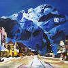Winter Night in Banff, 24" x 48", acrylic on canvas