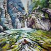 Cat Creek Falls, 24" x 30", acrylic on gallery canvas
