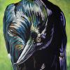 Dawson City Raven, 16" x 24", acrylic on repurposed canvas