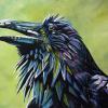 Wet Coast Raven, 18" x 36", acrylic on repurposed canvas