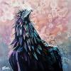 Bubble Trouble (raven), 24" x 24", acrylic on canvas