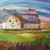 Smiley Face Barn, 16" x 40", acrylic on gallery canvas