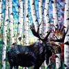 Tuktuvak (Moose), 36" x 48", acrylic on repurposed canvas
