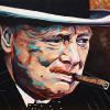 Winston Churchill Never Give Up, 16" x 24", acrylic on canvas