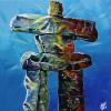 Inuksuk on Blue, 16" x 16", acrylic on canvas