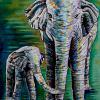 Siem Reap Elephants, 12" x 16", acrylic on canvas (CAMBODIA)
