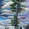 Kananaskis Leaning Tree, 12" x 24", acrylic on canvas