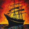 Tall Ship at Dawn, 10" x 15", acrylic on canvas