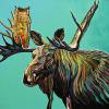 Moose on Turquoise, 20" x 30", acrylic on canvas