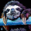 Sloth on Black, 16" x 16", acrylic on canvas