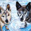 Dogs on Snow, 18" x 24", acrylic on canvas