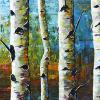 Whispers of the Rainbow Birches, 10" x 30", acrylic on canvs