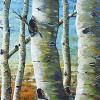 Dancing Birches, 18" x 45", acrylic on canvas