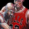 Michael Jordan and Scottie Pippen Flu Game June 11 1997, 30" x 40", acrylic on canvas