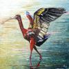 Ibis, 16" x 16", acrylic on canvas