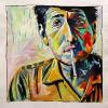 Bob Dylan, 16" x 16", acrylic on paper (Indigo Artpaper)
