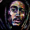 Bob Marley, 12" x 12", acrylic on canvas (first freehand)