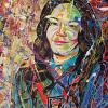 Katrina Flores, 18" x 24", acrylic and collage on canvas