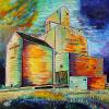 Kamsack Elevator, 24" x 24", acrylic on canvas