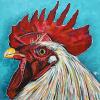 Cambodian Rooster, 24" x 24", acrylic on canvas