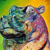 Happy Hippo, 20" x 30", acrylic on canvas