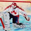 Sean Burke, 30" x 48", acrylic on canvas, painted live at The Gordie Howe C.A.R.E.S. 2018 Pro-Am Luncheon