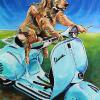 Vespa Dog, 24" x 36", acrylic on canvas